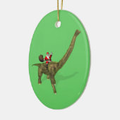 Der Weihnachtsmann fährt auf Brachiosaurus Keramikornament (Links)