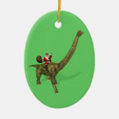 Der Weihnachtsmann fährt auf Brachiosaurus Keramikornament (Vorne)