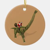 Der Weihnachtsmann fährt auf Brachiosaurus Keramikornament (Vorne)