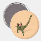 Der Weihnachtsmann fährt auf Brachiosaurus Magnet (Vorderseite/Rückseite)