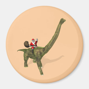 Der Weihnachtsmann fährt auf Brachiosaurus Magnet