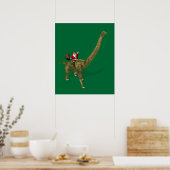 Der Weihnachtsmann fährt auf Brachiosaurus Poster (Küche)