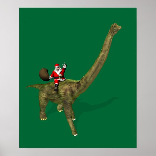 Der Weihnachtsmann fährt auf Brachiosaurus Poster (Vorne)