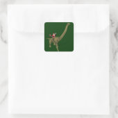 Der Weihnachtsmann fährt auf Brachiosaurus Quadratischer Aufkleber (Tasche)