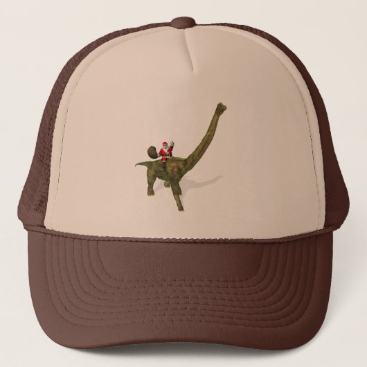 Der Weihnachtsmann fährt auf Brachiosaurus Truckerkappe (Vorderseite)