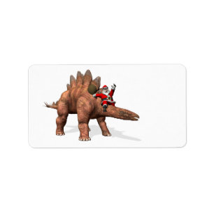 Der Weihnachtsmann fährt auf dem Stegosaurus Adressaufkleber