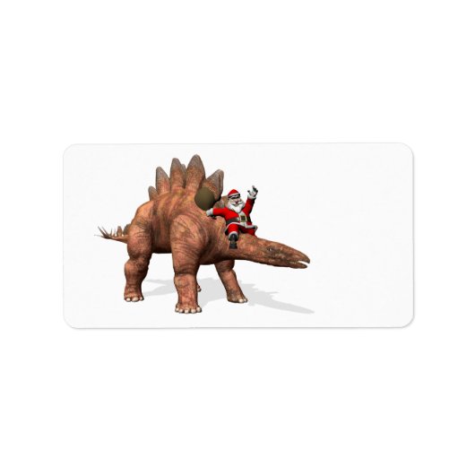 Der Weihnachtsmann fährt auf dem Stegosaurus Adressaufkleber (Vorne)