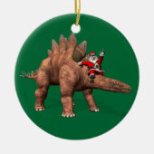 Der Weihnachtsmann fährt auf dem Stegosaurus Keramik Ornament (Vorne)