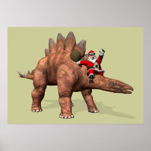 Der Weihnachtsmann fährt auf dem Stegosaurus Poster (Vorne)