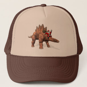 Der Weihnachtsmann fährt auf dem Stegosaurus Truckerkappe