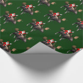 Der Weihnachtsmann fährt auf Elch Geschenkpapier (Ecke)