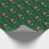 Der Weihnachtsmann fährt auf Elch Geschenkpapier (Ecke)