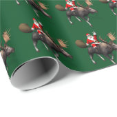 Der Weihnachtsmann fährt auf Elch Geschenkpapier (Rolleneckpunkt)