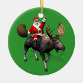 Der Weihnachtsmann fährt auf Elch Keramikornament (Vorne)
