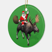 Der Weihnachtsmann fährt auf Elch Keramikornament (Links)