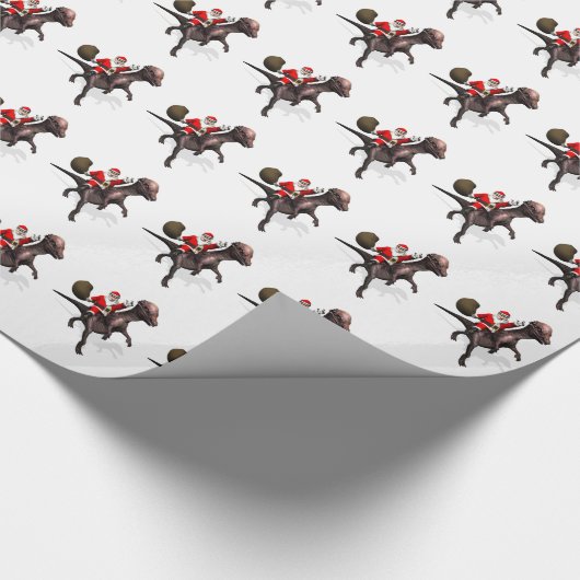 Der Weihnachtsmann fährt auf Pachyosaurus Geschenkpapier (Ecke)