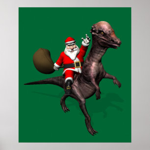 Der Weihnachtsmann fährt auf Pachyosaurus Poster