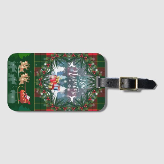 Der Weihnachtsmann fährt auf Schlitten unter der F Gepäckanhänger (Vorderseite (Horizontal))