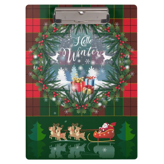 Der Weihnachtsmann fährt auf Schlitten unter der F Klemmbrett (Vorderseite)