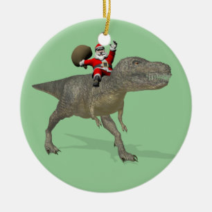 Der Weihnachtsmann fährt auf Trex Keramik Ornament