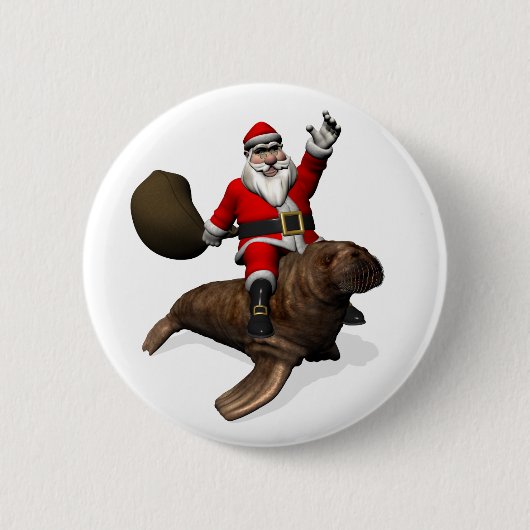 Der Weihnachtsmann fährt auf Walrus Button (Vorderseite)
