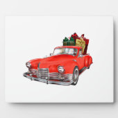 Der Weihnachtsmann fährt ein Retro-Auto mit Beglei Fotoplatte (Vorderseite)