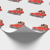 Der Weihnachtsmann fährt ein Retro-Auto mit Beglei Geschenkpapier (Ecke)