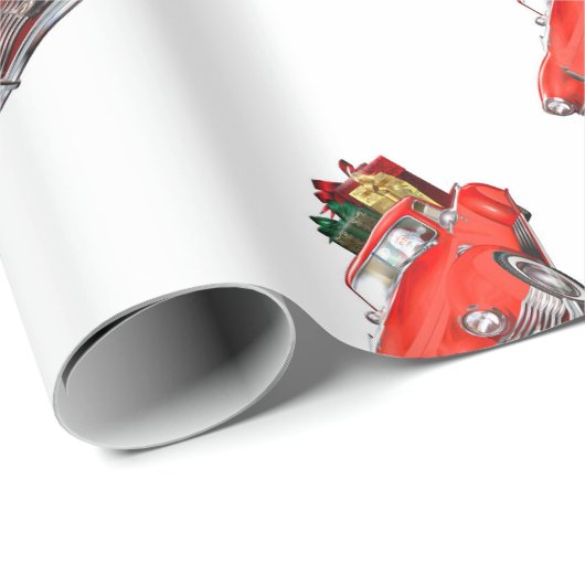 Der Weihnachtsmann fährt ein Retro-Auto mit Beglei Geschenkpapier (Rolleneckpunkt)