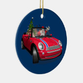 Der Weihnachtsmann fährt eine Mini Keramikornament (Rechts)
