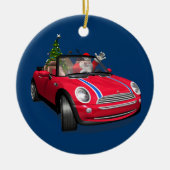 Der Weihnachtsmann fährt eine Mini Keramikornament (Vorne)