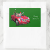 Der Weihnachtsmann fährt eine Mini Rechteckiger Aufkleber (Tasche)