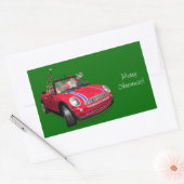 Der Weihnachtsmann fährt eine Mini Rechteckiger Aufkleber (Umschlag)