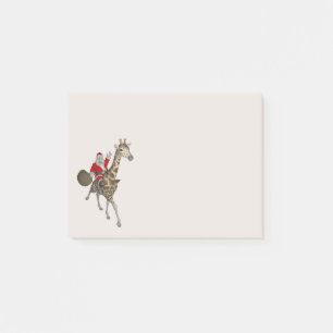 Der Weihnachtsmann fährt eine schöne Giraffe Post-it Klebezettel