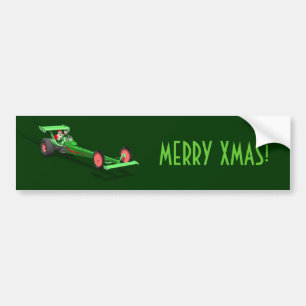 Der Weihnachtsmann fährt einen Dragster Autoaufkleber