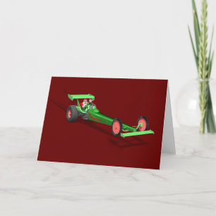 Der Weihnachtsmann fährt einen Dragster Feiertagskarte