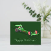 Der Weihnachtsmann fährt einen Dragster Feiertagspostkarte (Stehend Vorderseite)