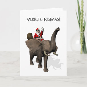 Der Weihnachtsmann fährt einen Elefanten Feiertagskarte