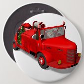 Der Weihnachtsmann fährt einen Feuerzug Button (Vorne & Hinten)