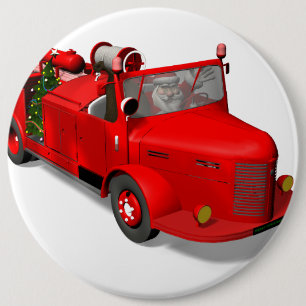 Der Weihnachtsmann fährt einen Feuerzug Button