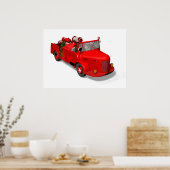 Der Weihnachtsmann fährt einen Feuerzug Poster (Küche)