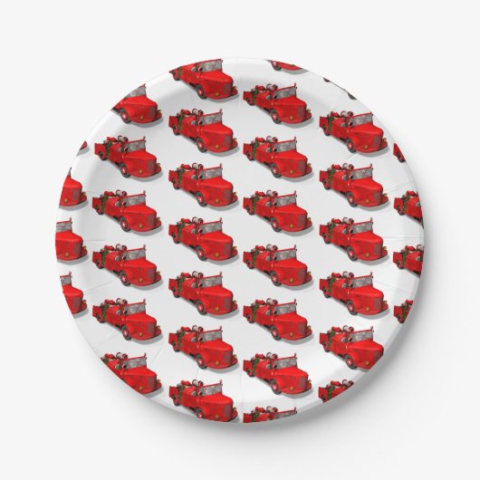 Der Weihnachtsmann fährt einen Motor Pappteller (Vorderseite)