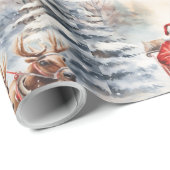 Der Weihnachtsmann fährt fröhlich durch einen vers Geschenkpapier (Rolleneckpunkt)