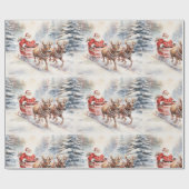 Der Weihnachtsmann fährt fröhlich durch einen vers Geschenkpapier (Flach)