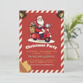 Der Weihnachtsmann fährt mit einem Roller Einladung (Stehend Vorderseite)
