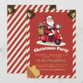 Der Weihnachtsmann fährt mit einem Roller Einladung (Vorne/Hinten)