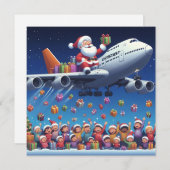 Der Weihnachtsmann fährt mit Jumbo-Jet-Flachkarte (Vorne/Hinten)