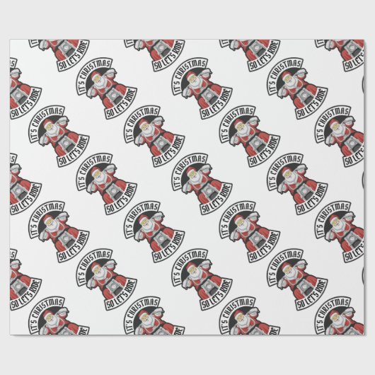 Der Weihnachtsmann fährt Motorrad Geschenkpapier (Flach)