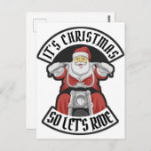 Der Weihnachtsmann fährt Motorrad Postkarte (Vorne/Hinten)