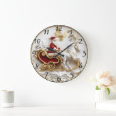 Der Weihnachtsmann fährt seinen Schlitten durch de Große Wanduhr (Zuhause)