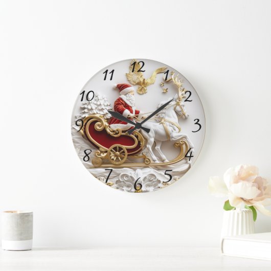 Der Weihnachtsmann fährt seinen Schlitten durch de Große Wanduhr (Zuhause)